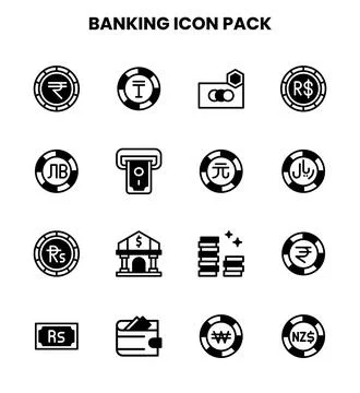 Banking DuoTone Bundle Icons Pack Stock Illustration