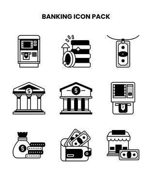 Banking DuoTone Bundle Icons Pack Stock Illustration