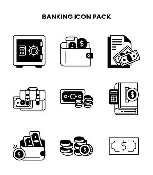 Banking DuoTone Bundle Icons Pack Stock Illustration