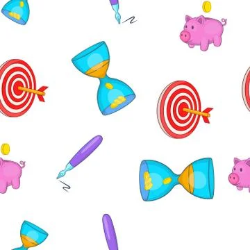 Banking elements pattern, cartoon style Stock Illustration