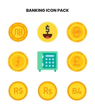 Banking Flat Scalable Icons Pack Stock Illustration