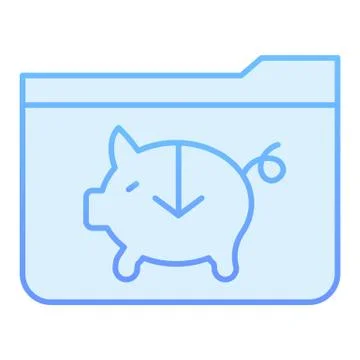 Banking folder flat icon. Piggy bank folder blue icons in trendy flat style 库存插图