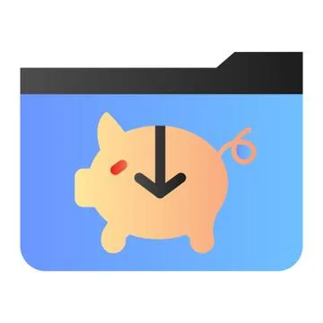 Banking folder flat icon. Piggy bank folder color icons in trendy flat style 스톡 일러스트