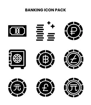 Banking Glyph Icons Pack Stock Illustration