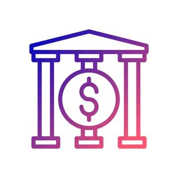 Banking icon gradient blue red business illustration. Stock Illustration