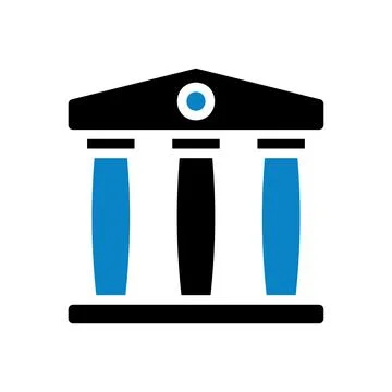 Banking icon solid blue black business symbol illustration. Stock Illustration