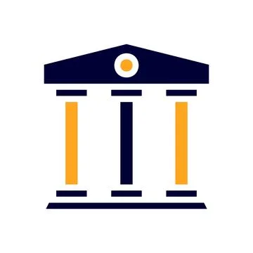 Banking icon solid orange black business symbol illustration. Stock Illustration