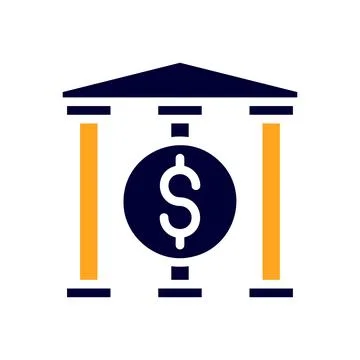 Banking icon solid orange black business symbol illustration. Stock Illustration