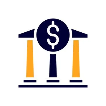 Banking icon solid orange black business symbol illustration. 스톡 일러스트