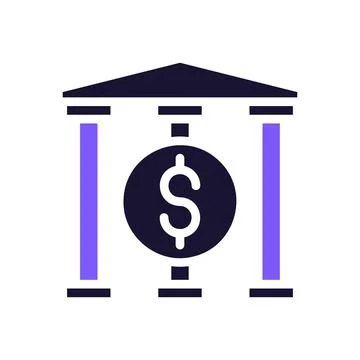Banking icon solid purple black business symbol illustration. Stock Illustration
