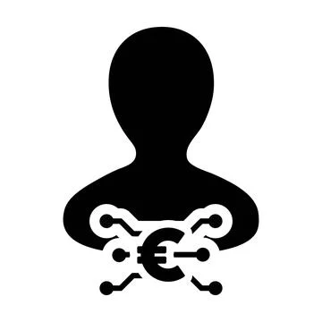 Banking icon vector digital euro currency with male user person profile avatar Stock Illustration