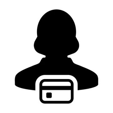Banking icon vector female user person profile avatar symbol with credit card 스톡 일러스트