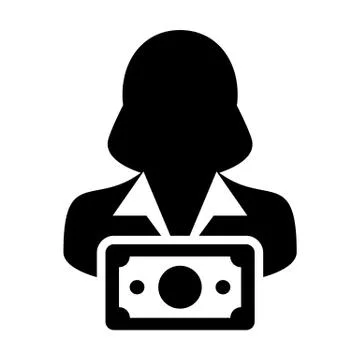 Banking icon vector female user person profile avatar with money symbol 스톡 일러스트
