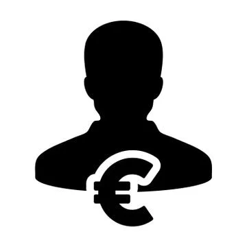 Banking icon vector male user person profile avatar with Euro sign currency Stock Illustration