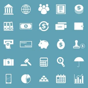Banking icons on blue background Stock Illustration