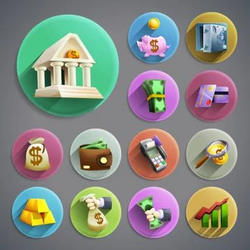Banking icons set Stock Illustration