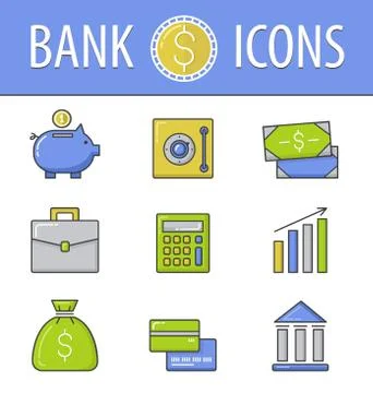Banking icons set.Vector Ilustración de archivo