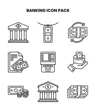 Banking Line Design Icons Pack Stock Illustration