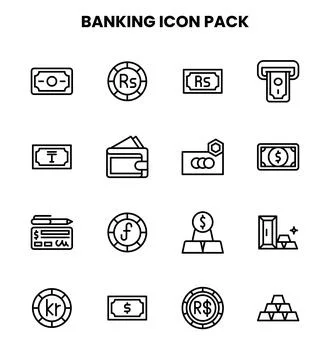 Banking Line Icons Pack Stock Illustration