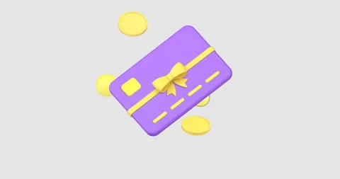 Banking loyalty card gift e money reward 3d icon animation with alpha channel Stock Footage 297847989