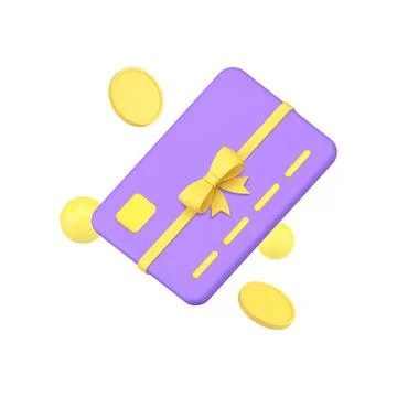 Banking loyalty card gift e money financial reward shopping bonus 3d icon r.. Stock Illustration