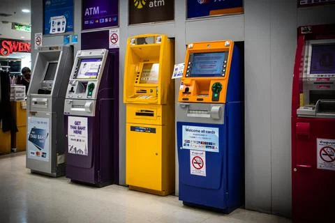 Banking Machine or ATM(Automatic Teller Machine) to Deposit, Withdraw Stock Photos