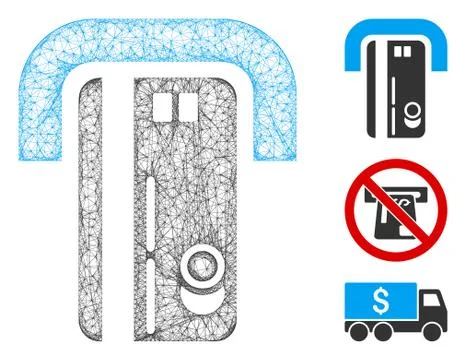 Banking Machine Polygonal Web Vector Mesh Illustration Stock Illustration