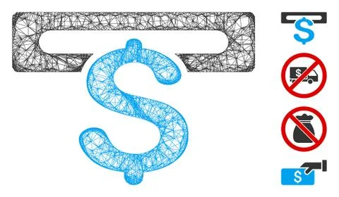 Banking Machine Web Vector Mesh Illustration Stock Illustration