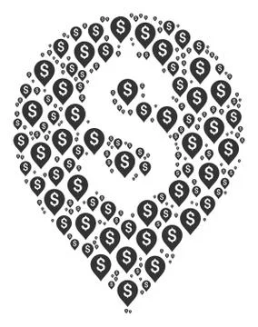 Banking Map Marker Icon Collage 스톡 일러스트