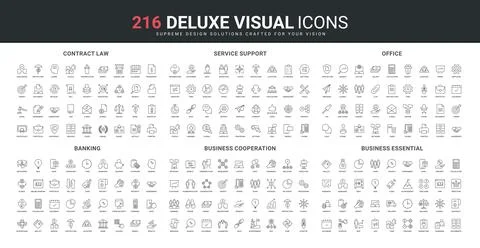 Banking mobile apps and support service, contract law, office communication line Stock Illustration