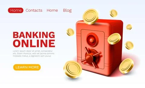 Banking online safe, finance user access, web site landing page. Vector Ilustración de archivo