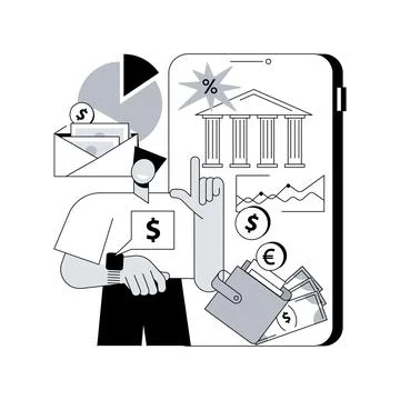Banking operations abstract concept vector illustration. Stock Illustration
