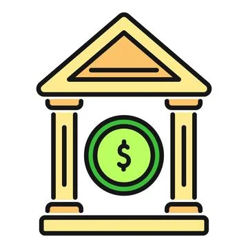 Banking operations flat line art outlining icon Stock Illustration
