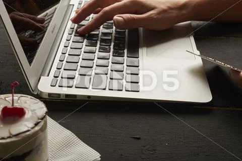 Banking over coffee Stock Photos