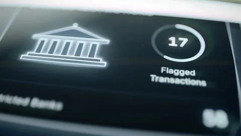 Banking panel displaying 17 flagged transactions Stock Photos