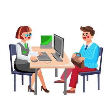 Banking Question Manager Consulting Visitor Vector Illustration Stock Illustration