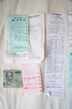 Banking of receipts and cheques Stock Photos