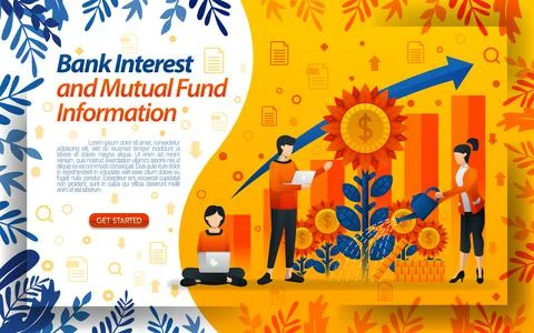 Banking to save mutual funds. good bank interest. water the flowers, concept  Illustrazione stock