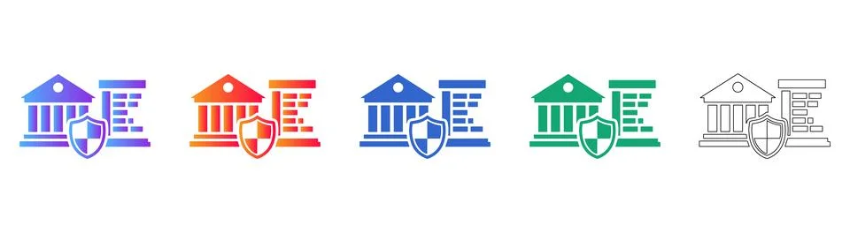 Banking Security and Financial Data Protection Icons Stock Illustration