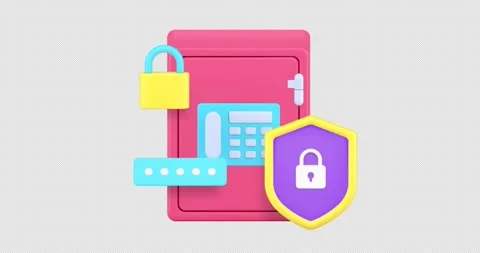 Banking security safe money storage protection 3d animation with alpha channel Stock Footage 297848657