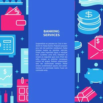 Banking services poster in flat style with text Stock Illustration