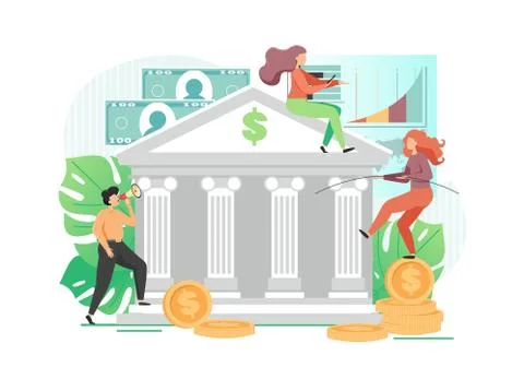 Banking services, vector flat style design illustration Stock Illustration
