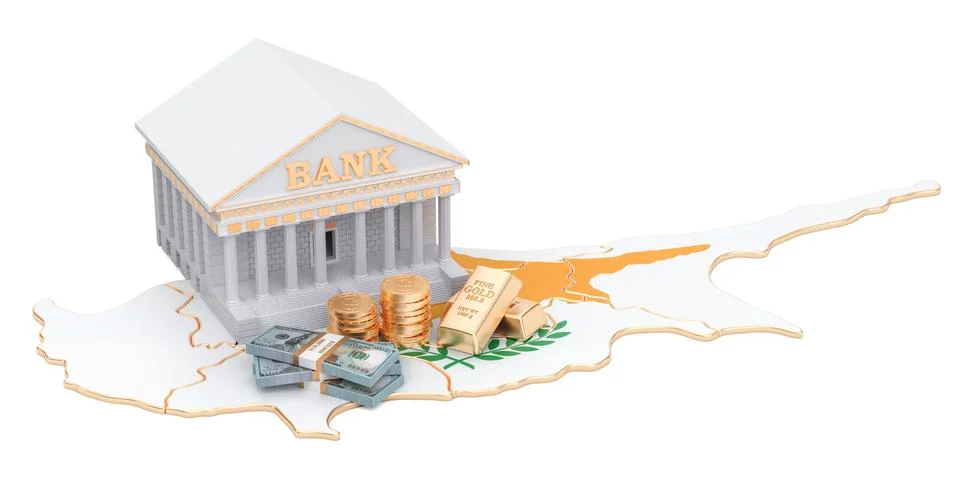 Banking system in Cyprus concept. 3D rendering Stock Illustration
