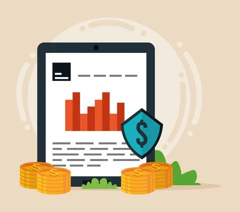 Banking tech in tablet Stock Illustration