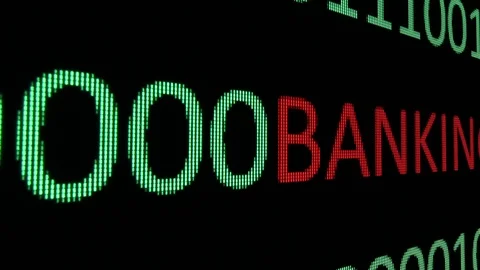 Banking text over binary data Stock Footage 114462492