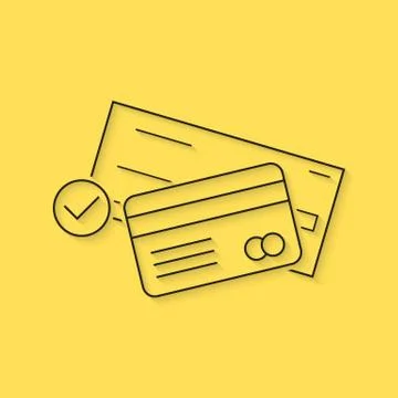 Banking with thin line check and credit card Stock Illustration