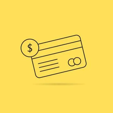 Banking with thin line checking credit card Stock Illustration