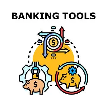 Banking tools and financial operations management concept Illustrazione stock