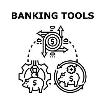Banking tools and financial operations management concept Stock Illustration