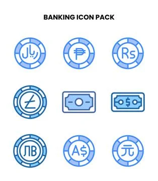 Banking Two Colour Icons Pack Stock Illustration